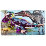 Puzzle incastru din lemn cu numere si alfabet - Dinozaur Pachycephalosaurus