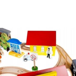 Circuit auto si feroviar din lemn cu 89 de piese