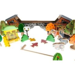 Circuit auto si feroviar din lemn cu 89 de piese