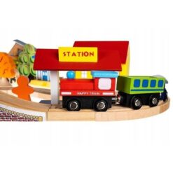 Circuit auto si feroviar din lemn cu 89 de piese