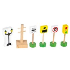 Circuit auto si feroviar din lemn cu 89 de piese