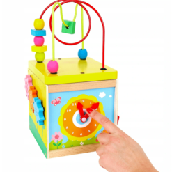 Cub Educativ Montessori din lemn cu 5 in 1 activitati