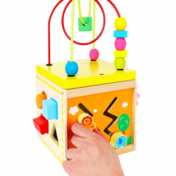 Cub Educativ Montessori din lemn cu 5 in 1 activitati