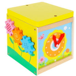 Cub Educativ Montessori din lemn cu 5 in 1 activitati