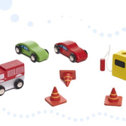 Joc din lemn - Parcare supraetajata cu 3 masinute si elicopter