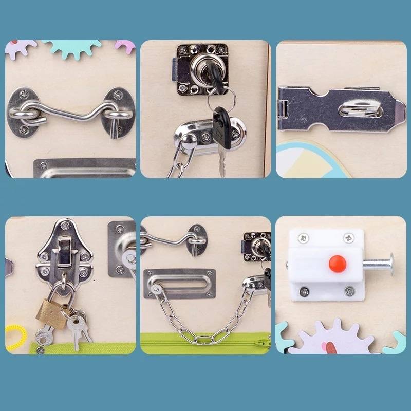 Placa senzoriala cu activitati Montessori - Busy Board