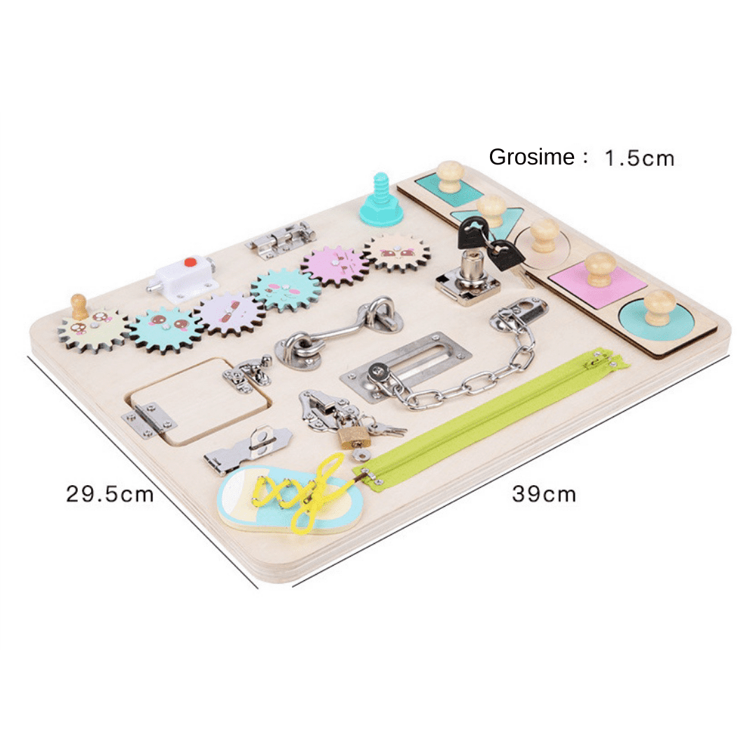 Placa senzoriala cu activitati Montessori - Busy Board