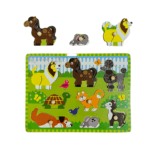 Puzzle incastru din lemn cu butoni - 8 Animale