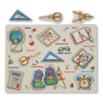 Puzzle incastru din lemn cu butoni - Rechizite