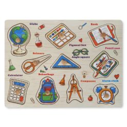 Puzzle incastru din lemn cu butoni - Rechizite