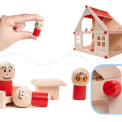 Casa de papusi din lemn cu mobilier si figurine, 40 cm