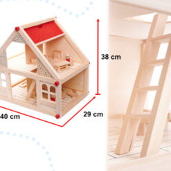 Casa de papusi din lemn cu mobilier si figurine, 40 cm