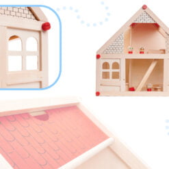 Casa de papusi din lemn cu mobilier si figurine, 40 cm