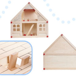 Casa de papusi din lemn cu mobilier si figurine, 40 cm