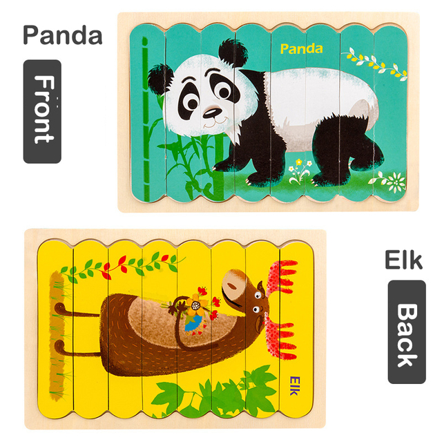 Puzzle cu betisoare din lemn - Panda