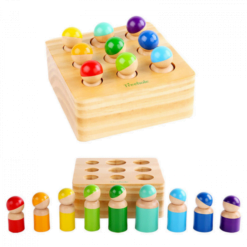 Joc Cilindrii Montessori - Set 9 papusi din lemn