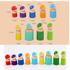 Joc Cilindrii Montessori - Set 9 papusi din lemn
