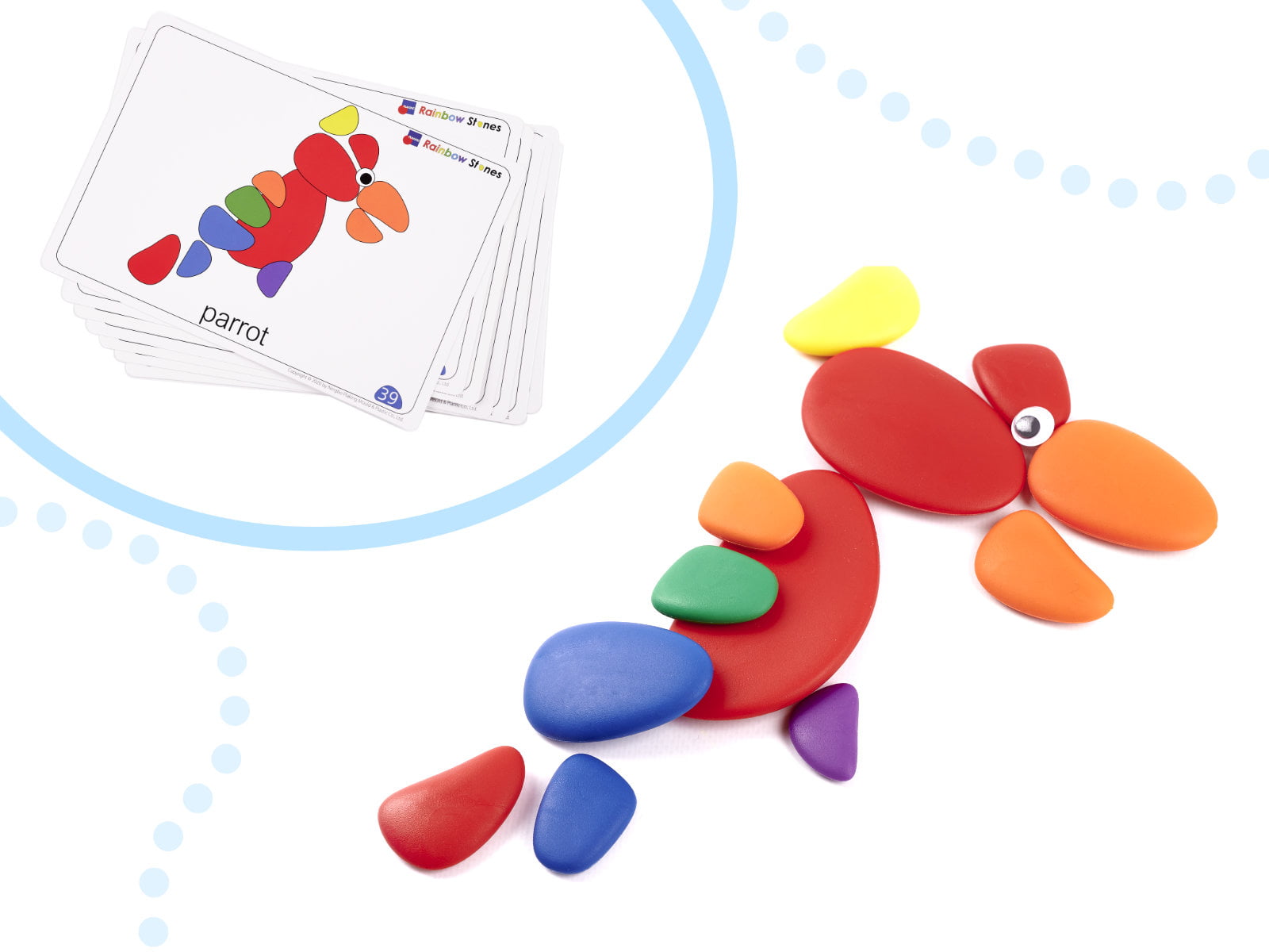 Joc educativ Montessori - Puzzle cu pietricele colorate