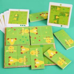 Puzzle Montessori cu Girafa - Joc de logica cu 10 piese