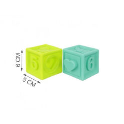 Set 10 cuburi pentru bebelusi, din silicon, cu texturi, animale si cifre