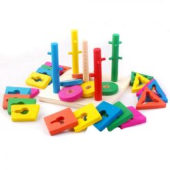 Sortator de forme geometrice din lemn cu 5 coloane