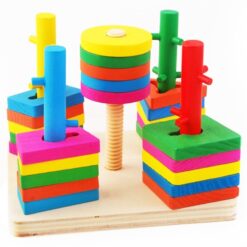 Sortator de forme geometrice din lemn cu 5 coloane