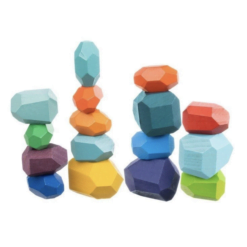 Joc creativ Montessori - echilibru, stivuire si culori, 16 piese