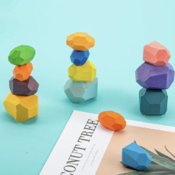 Joc creativ Montessori - echilibru, stivuire si culori, 16 piese