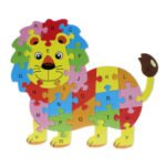 Puzzle 3D din lemn cu Numere si Alfabet - Leu