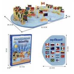 Harta Lumii din lemn cu 36 steaguri nationale