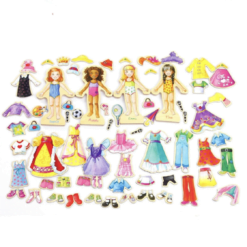 Joc tip puzzle magnetic - Imbraca Fetitele, 69 piese