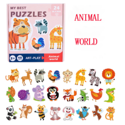 Set 24 puzzle din 2 piese - Animale domestice si salbatice