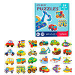 Set 24 puzzle din 2 piese - Mijloace de transport, 3 ani