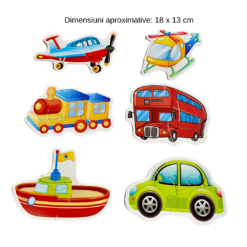 Set 6 puzzle-uri bebelusi din 2 sau 3 piese mari - Vehicule