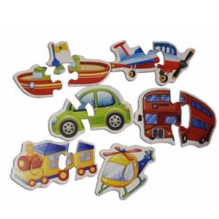 Set 6 puzzle-uri bebelusi din 2 sau 3 piese mari - Vehicule, 18 cm
