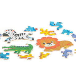 Set 6 puzzle-uri cu animale din Safari, in cutie metalica, 25 piese mari