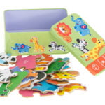 Set 6 puzzle-uri cu animale din Safari, in cutie metalica, 25 piese mari