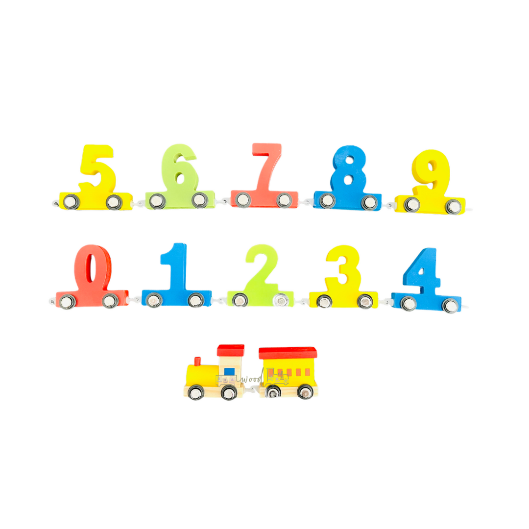 Joc educativ - Trenulet din lemn cu cifre