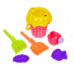 Set 5 accesorii pentru plajă si nisip 16x13,5 cm - Buline roz