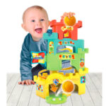 Jucarie interactiva bebelusi, turn de stivuire cu bile- Castel