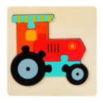 Puzzle 3D din lemn cu 7 piese - Tractor