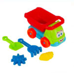 Set 5 jucarii pentru plaja si nisip, 25x14 cm - Camion rosu