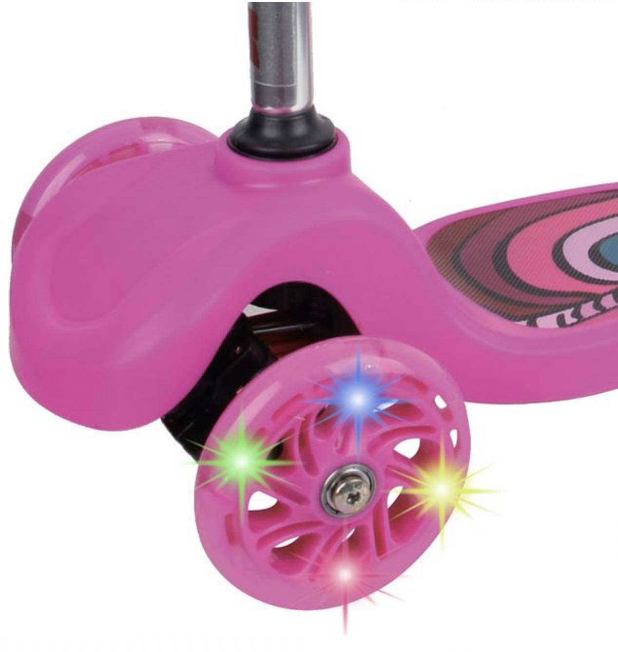 Trotineta-Skate pentru Fetite, Fuchsia, cu Roti Iluminate LED