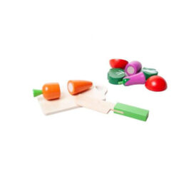 Galetusa cu fructe si legume de feliat din lemn, cu scai, 14 accesorii