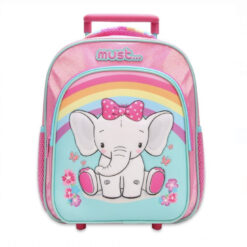 Ghiozdan tip Troller pentru Gradinita, Must - Elefant si Curcubeu