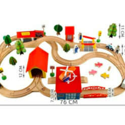 Orasel cu circuit auto, feroviar si heliport, jucarie educativa din lemn