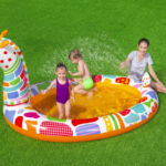 Piscina gonflabila pentru copii cu fantana 266 x 157 x 127 cm Girafa