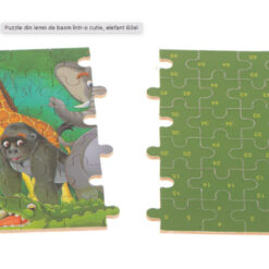 Puzzle educativ in cutie metalica cu 60 de piese - Animale salbatice