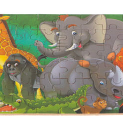 Puzzle educativ in cutie metalica cu 60 de piese - Animale salbatice