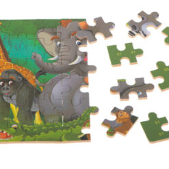 Puzzle educativ in cutie metalica cu 60 de piese - Animale salbatice